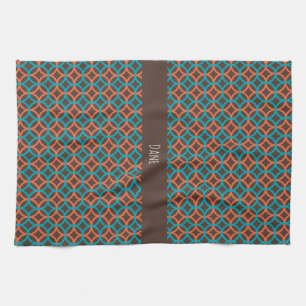 Blume Orange Blaues Minimales Muster Geschirrtuch