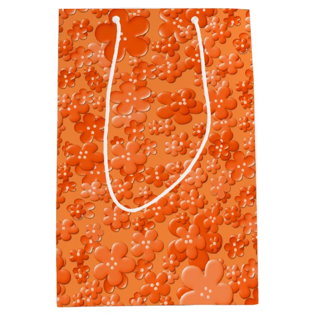 Blume, Orange-GIFT BAG Mittlere Geschenktüte (Vorderseite)