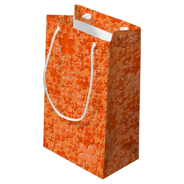 Blume, Orange-GIFT BAG S Kleine Geschenktüte (Rückseite Schrägansicht)
