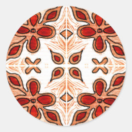 Blume Orange Inspiriert von portugiesischer Azulej Runder Aufkleber