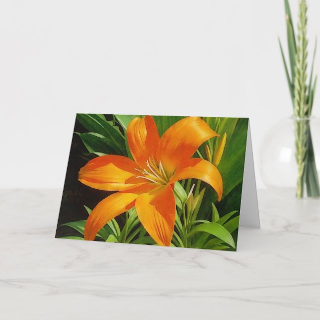 Blume Orange Tropical Lique Art Card Karte (Vorderseite)