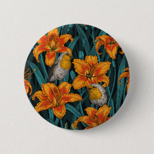 Blume, orange und blau button