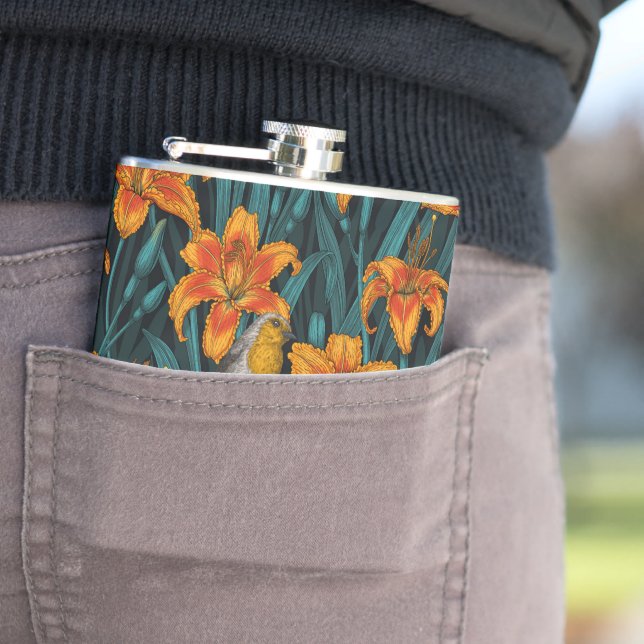 Blume, orange und blau flachmann (Beispiel)