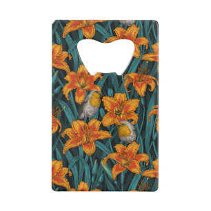 Blume, orange und blau geldbeutel flaschenöffner
