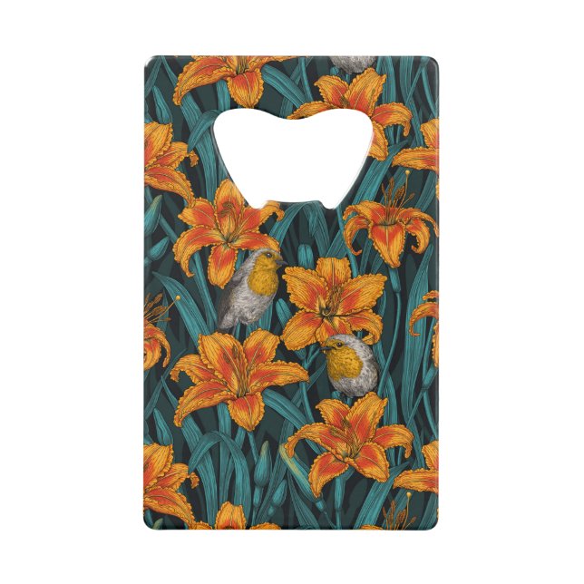 Blume, orange und blau geldbeutel flaschenöffner (Vorderseite)