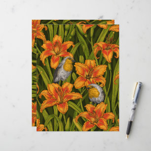 Blume, orange und dunkelgrün