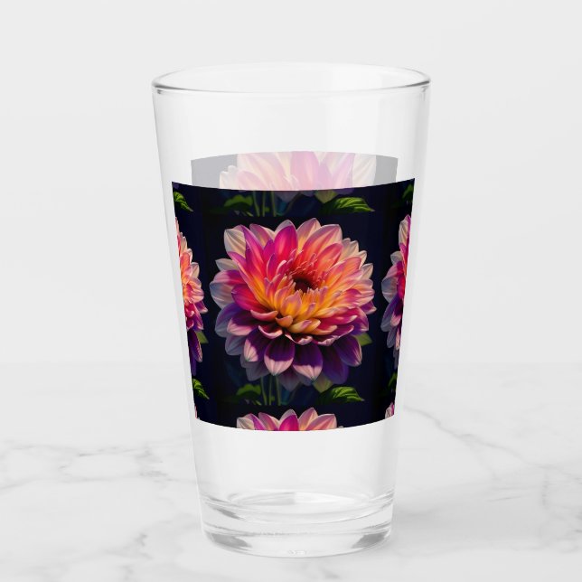 Blume Orange und Pink Dahlia Glas (Vorderseite)