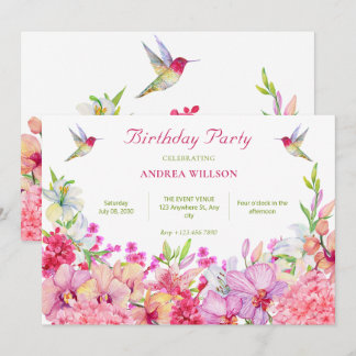 Blume Orchids Bird Garden Geburtstag Einladung