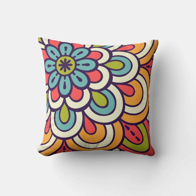 Blume Ornament Muster Kissen (Vorderseite)