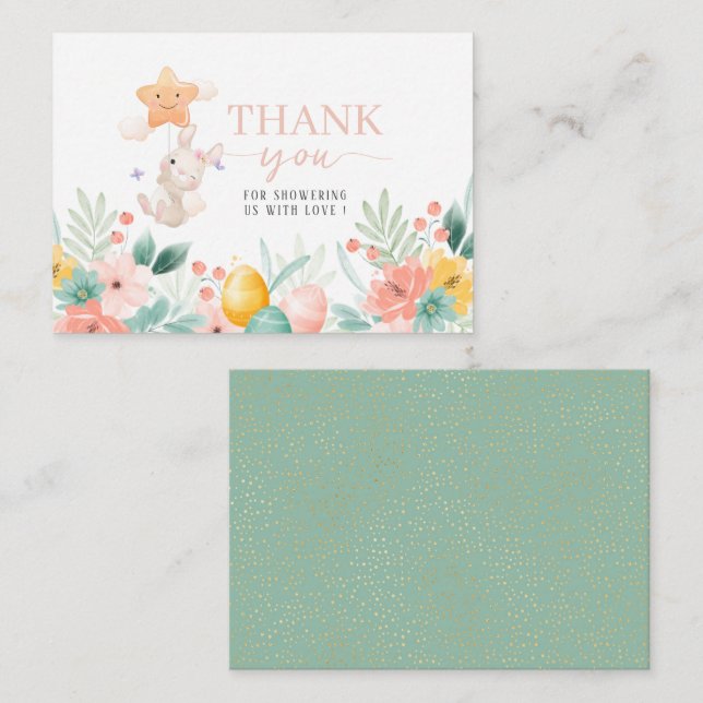 Blume Osterbrunch und Ei jagen als Mitteilungskarte (Vorne/Hinten)