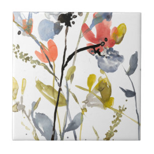 Blume Overlay - Aquarell-Blume und -Stiele Fliese