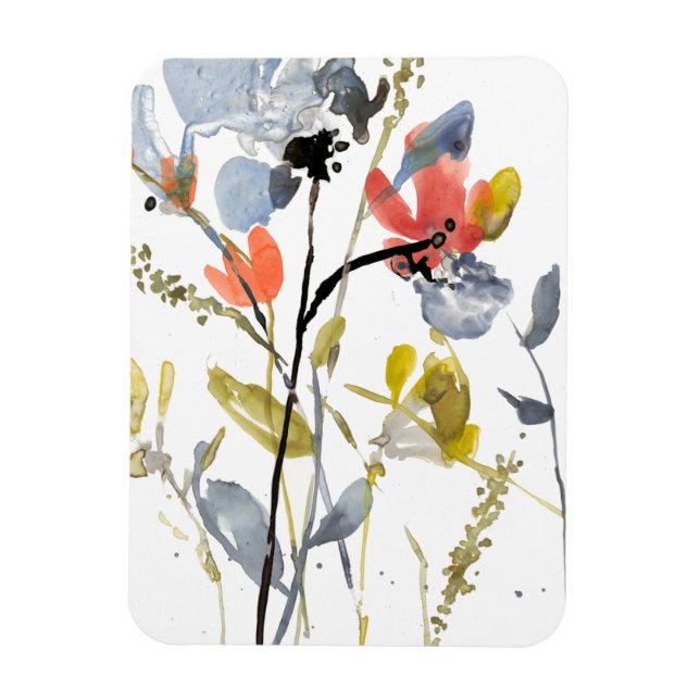 Blume Overlay - Aquarell-Blume und -Stiele Magnet (Vertikal)