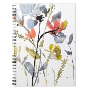 Blume Overlay - Aquarell-Blume und -Stiele Notizblock