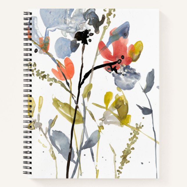 Blume Overlay - Aquarell-Blume und -Stiele Notizbuch (Vorderseite)