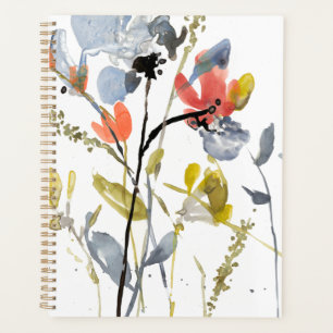 Blume Overlay - Aquarell-Blume und -Stiele Planer