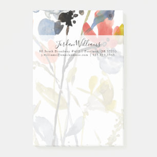 Blume Overlay - Aquarell-Blume und -Stiele Post-it Klebezettel