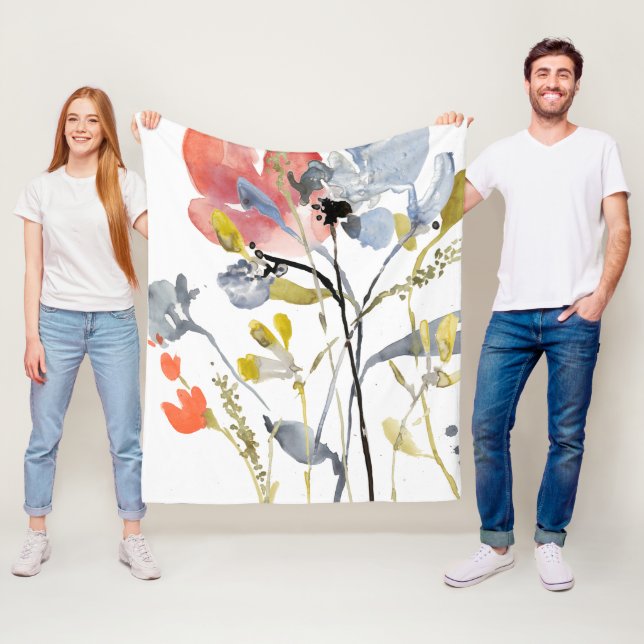 Blume Overlay - Aquarellfarben-Pastell-Blume Fleecedecke (Beispiel)