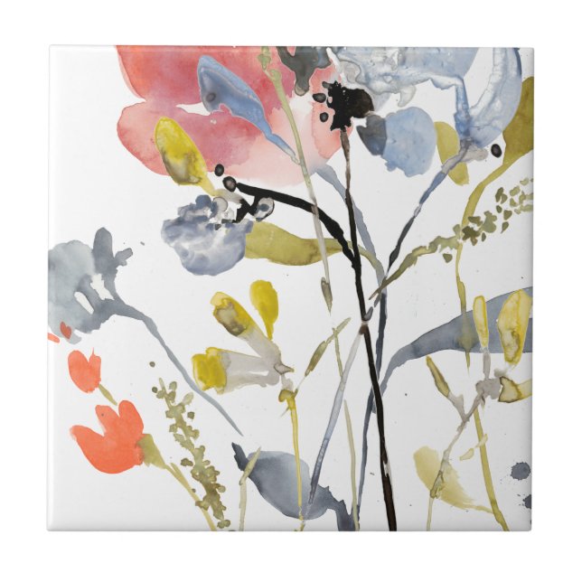 Blume Overlay - Aquarellfarben-Pastell-Blume Fliese (Vorderseite)