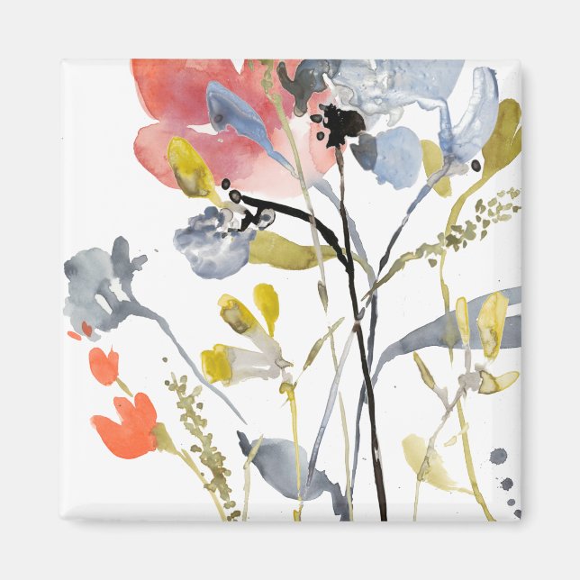 Blume Overlay - Aquarellfarben-Pastell-Blume Magnet (Vorne)