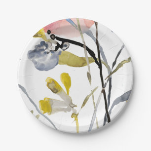 Blume Overlay - Aquarellfarben-Pastell-Blume Pappteller