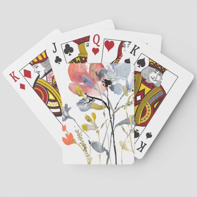 Blume Overlay - Aquarellfarben-Pastell-Blume Spielkarten (Rückseite)