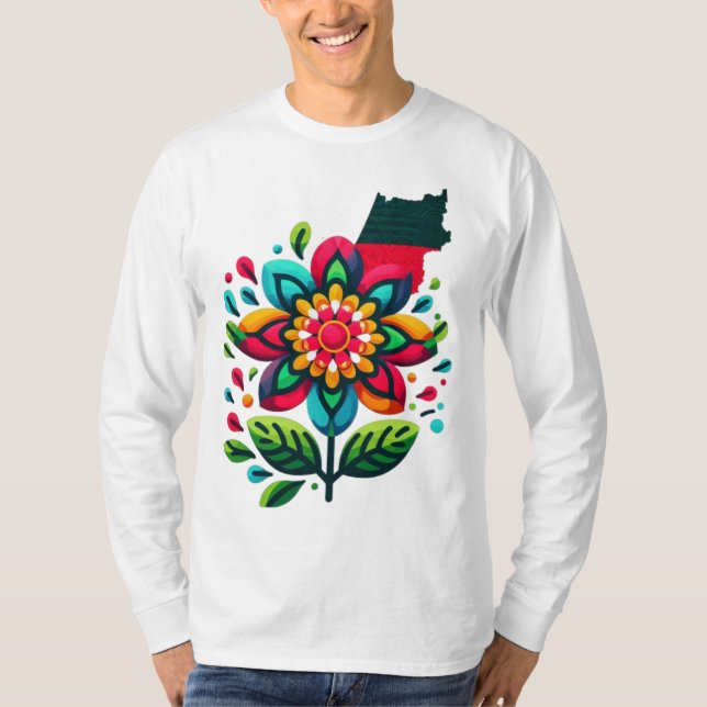 Blume Palästina Flag, Palästina wird frei sein, Fl T-Shirt (Vorderseite)