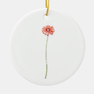 Blume Pale Red Gerbera Keramik Ornament