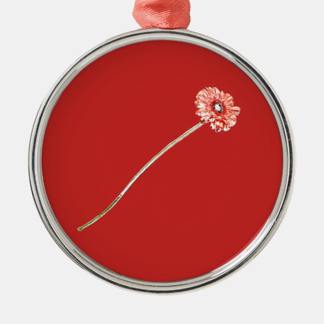 Blume Pale Red Gerbera Ornament Aus Metall (Vorne)