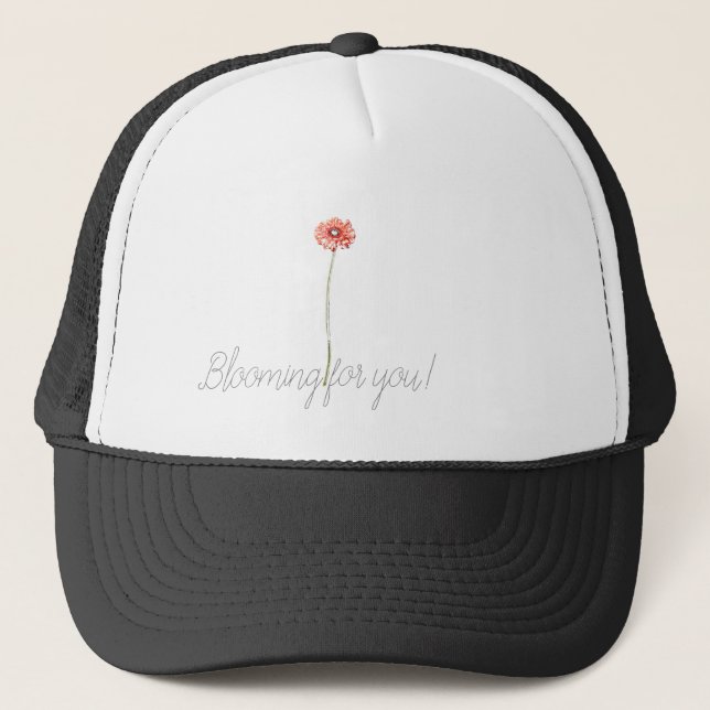 Blume Pale Red Gerbera Truckerkappe (Vorderseite)