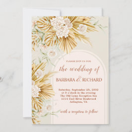 Blume Pampas Grass Boho Wedding Einladung