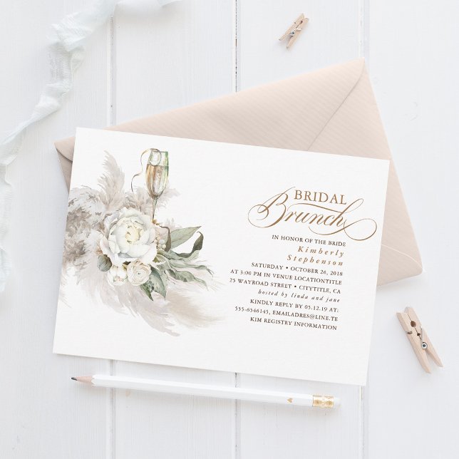 Blume Pampas Grass Greenery Bridal Brunch Einladung (Von Creator hochgeladen)