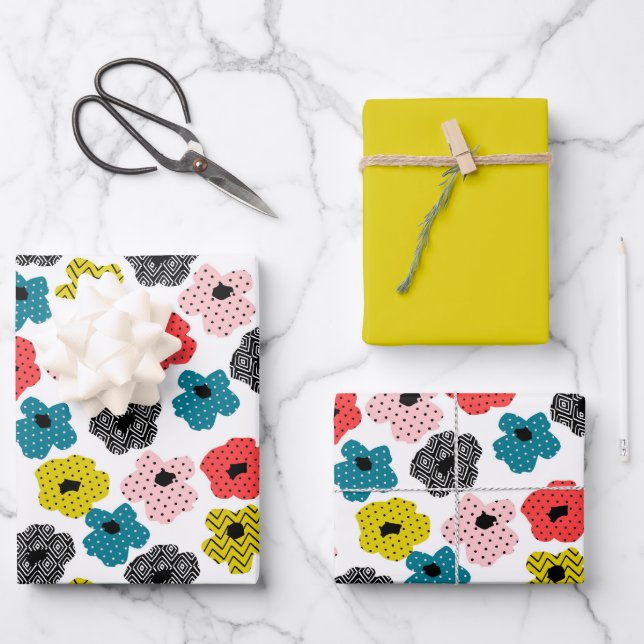 Blume Papierblätter Geschenkpapier Set (Vorderseite)