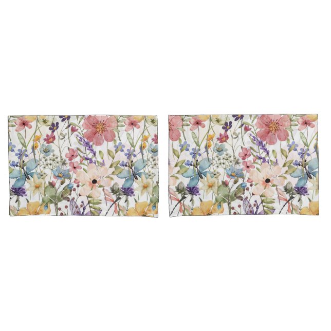 Blume Paradies auf weißen Hüllen für Kissen Kissenbezug (Vorderseite-Set)