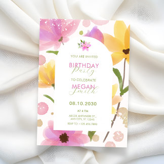 Blume Pastellgelb Geburtstag Einladung