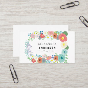 Blume "Pastor Colors Wreath White Business Card" Visitenkarte