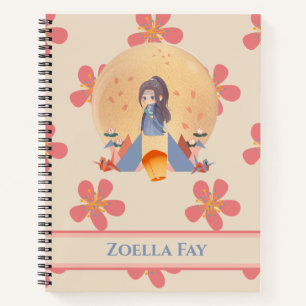 Blume Pattern Chibi Girl Notizbuch