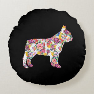 Blume Pattern Französisch Bulldogs Lover Gift Rundes Kissen