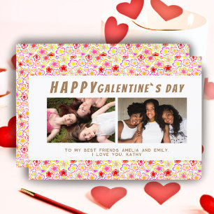 Blume Pattern Galentine`s Day Friends 2 Foto Feiertagskarte