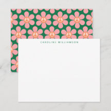 Blume "Peace Sign Green Pink Custom Stationery"