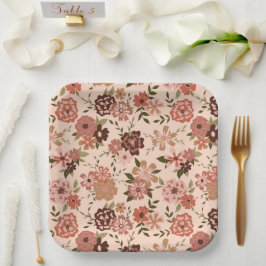 Blume Peach Brown Botanic Event Pappteller