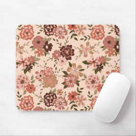 Blume Peach Brown Botanical Pattern Mousepad