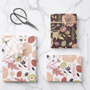 Blume Peach Green Botanic Geschenkpapier Set