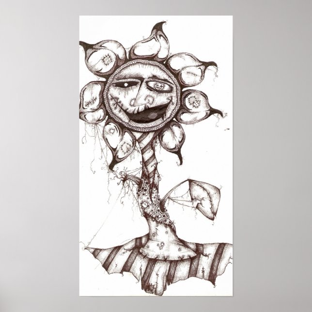 Blume Pen & Ink Canvas Poster (Vorne)