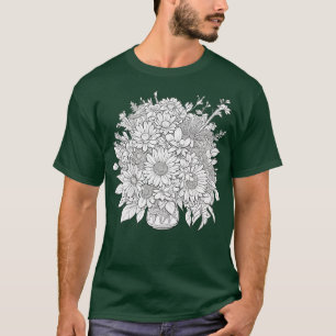 Blume Peonings in Vasen-Färbung Seite 1 T-Shirt