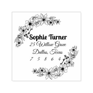 Blume Personalisiert Doodles Anschrift Briefmarke Permastempel