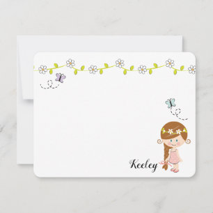 Blume personalisierter Frühling Kleine Girl-Mittei Mitteilungskarte