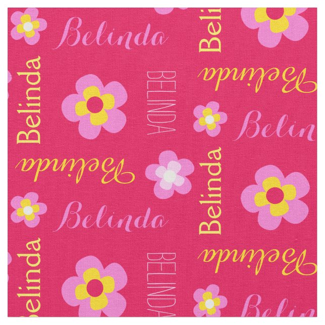 Blume personalisierter Name rosa typografische Gew Stoff (Nahaufnahme)