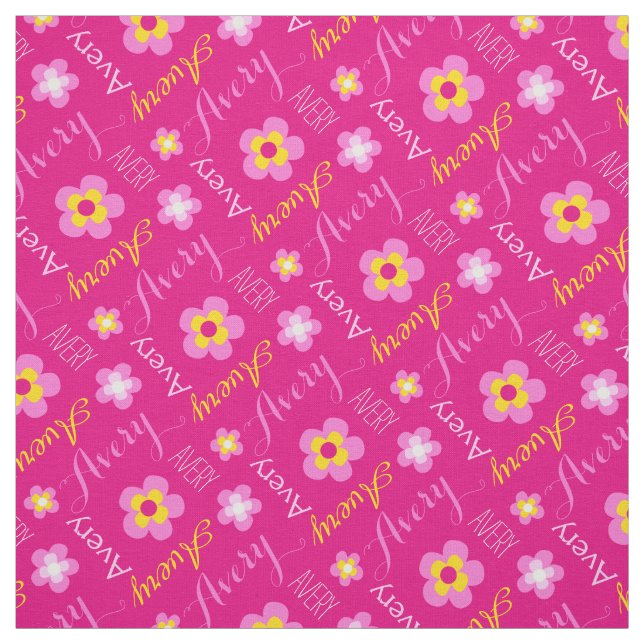 Blume personalisierter Name rosa typografische Gew Stoff (Muster)