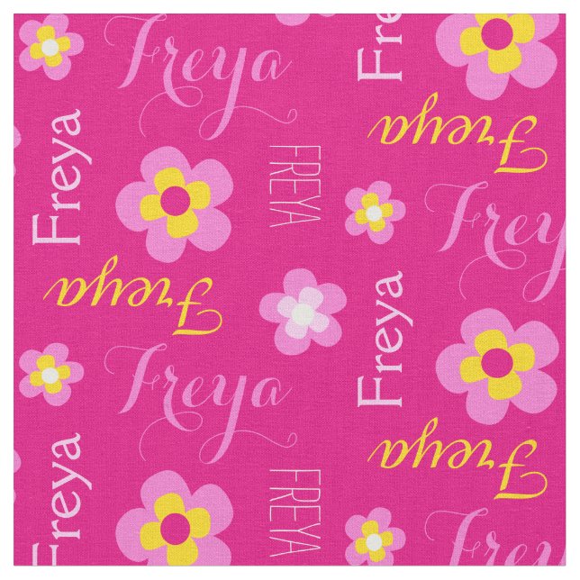Blume personalisierter Name rosa typografische Gew Stoff (Nahaufnahme)