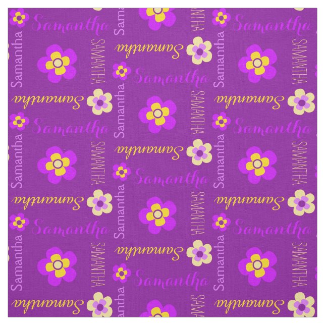 Blume personalisierter Name Text lila Gewebe Stoff (Muster)